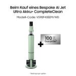 Samsung VS90F40EEM/WD Bespoke AI Jet Ultra Akku+ CompleteClean, 400W Saugkraft, 2 Akkus, All-in-One Station, Active Dual & Slim LED+, Pet Tool+, Satin Mint – Bild 22