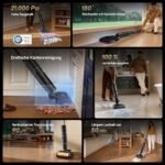 dreame H15S Nass- & Trockensauger, 21.000 Pa, 3-fache Kantenreinigung, KI-Roboterarm, 90 °C Bürstenreinigung & Trocknung, 180° flach, App-Steuerung, Schwarz – Bild 3