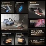 dreame H15 Mix 7-in-1 Nass- & Trockensauger, 23.000 Pa, KI-Roboterarm, 100 °C Bürstenreinigung, 5 Min 90 °C Trocknung, intelligente Dosierung, 75 Min Laufzeit, Schwarz – Bild 4