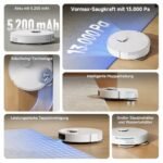 dreame L10s Pro Gen3 Saug- und Wischroboter, 13.000 Pa Vormax™, DuoScrub-System, 7 mm Moppanhebung, Ultraschall-Teppicherkennung, 5.200 mAh Akku, White – Bild 3