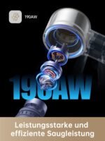 Dreame R20 Kabelloser Akku-Staubsauger, 22.000 Pa / 190 AW, 90 Min Laufzeit, Schmutzerkennung, LED-Display, Anti-Tangle, Tierhaar-Tool, Schwarz – Bild 8