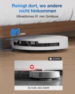 ECOVACS DEEBOT T50 Omni Gen2 Saugroboter mit Wischfunktion, 21.000 Pa, 75°C Moppwäsche, ZeroTangle 2.0, AIVI 3D 2.0, All-in-One Station, 81 mm ultradünn, Weiß – Bild 4