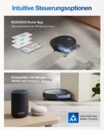 ECOVACS DEEBOT T80 OMNI Saug- & Wischroboter, 18.000 Pa, OZMO Roller mit Frischwasser-Selbstreinigung, ZeroTangle 3.0, 40–75 °C Moppwäsche, AIVI 3D 3.0, Schwarz – Bild 2