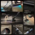 dreame V20 Pro-A Kabelloser Staubsauger 210AW / 24.000Pa, 0 mm Kantenreinigung, Anti-Verhedderung, 90 Min Laufzeit, 99,99% Filter, für Hartboden & Teppich, Schwarz – Bild 3