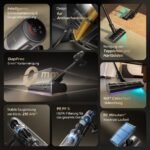 dreame V20 Kabelloser Staubsauger 210AW / 25.000Pa, 0 mm Kantenreinigung, 90 Min Laufzeit, Anti-Verhedderung, 99,99% Filter, für Hartboden & Teppich, Schwarz – Bild 3