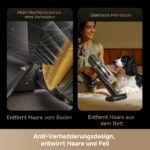 dreame V20 Kabelloser Staubsauger 210AW / 25.000Pa, 0 mm Kantenreinigung, 90 Min Laufzeit, Anti-Verhedderung, 99,99% Filter, für Hartboden & Teppich, Schwarz – Bild 7