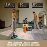 dreame V20 Kabelloser Staubsauger 210AW / 25.000Pa, 0 mm Kantenreinigung, 90 Min Laufzeit, Anti-Verhedderung, 99,99% Filter, für Hartboden & Teppich, Schwarz – Bild 5