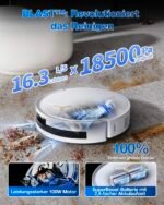 ECOVACS DEEBOT T50 MAX PRO OMNI Saugroboter mit Wischfunktion, 18.500Pa, BLAST-Technologie, 40–75°C Heißwasser-Moppwäsche, ZeroTangle 2.0, AIVI 3D 3.0, Weiß – Bild 9