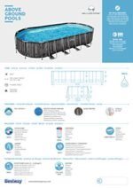 Bestway Power Steel Frame Pool Komplett-Set mit Filterpumpe 732 x 366 x 122 cm , Holz-Optik (Mooreiche), oval – Bild 4