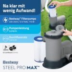 Bestway Steel Pro MAX Frame Pool Komplett-Set mit Filterpumpe Ø 549 x 132, lichtgrau, rund – Bild 3