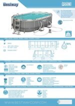Bestway 56620 Power Steel Pool 424x250x100 cm, Ovaler Stahlrahmenpool-Set mit Filterpumpe, grau – Bild 2