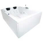 Basera® Basic Indoor Whirlpool Badewanne XXL Wave für 2 Personen mit 16 Massagedüsen, Wasserfall, LED-Ambiente