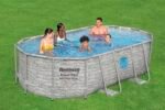 Bestway® Ersatzpool (ohne Zubehör) Power Steel Swim Vista Series Frame Pool/Aufstellbecken, 427 x 250 x 100 cm, oval, braune Rattan-Optik – Bild 2
