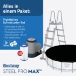 Bestway Steel Pro MAX Frame Pool Komplett-Set mit Filterpumpe Ø 549 x 132, lichtgrau, rund – Bild 4