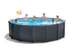 Intex Frame Pool Set Graphit Ø 478 x 124 cm, Pool, Sandfilter, Abdeckplane, Bodenschutzplane, Sicherheitsleiter, GS, 26384GS, Grau – Bild 6