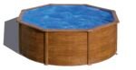 Gre Pool KITPR353W Sicilia - Aufstellpool aus Stahl, rund, mit Holzoptik. Abnehmbare Gartenpool. 350 x 120 cm