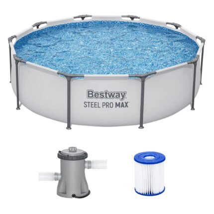 Bestway 56407 Steel Pro Above Ground, 3.0 m x 76.2 cm | Frame Pool Set w/Filterpumpe