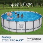 Bestway Steel Pro MAX Frame Pool Komplett-Set mit Filterpumpe Ø 549 x 132, lichtgrau, rund – Bild 10