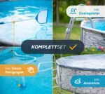 Summer Waves Frame Pool Komplettset | Rund 427x107 cm Steinoptik Grau | Aufstellpool Set | Gartenpool & Schwimmbecken inkl. Filterpumpe – Bild 4