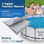 Bestway Steel Pro MAX Frame Pool Komplett-Set mit Filterpumpe Ø 549 x 132, lichtgrau, rund – Bild 8