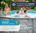 Summer Waves Frame Pool Komplettset | Rund 427x107 cm Steinoptik Grau | Aufstellpool Set | Gartenpool & Schwimmbecken inkl. Filterpumpe – Bild 5