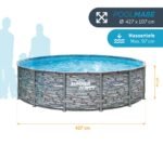 Summer Waves Frame Pool Komplettset | Rund 427x107 cm Steinoptik Grau | Aufstellpool Set | Gartenpool & Schwimmbecken inkl. Filterpumpe – Bild 2
