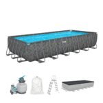 Bestway Pool-Set, rechteckig, 24 ft x 12 ft x 52 Zoll oder 7,32 m x 3,66 m x 1,32 m
