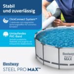 Bestway Steel Pro MAX Frame Pool Komplett-Set mit Filterpumpe Ø 549 x 132, lichtgrau, rund – Bild 9