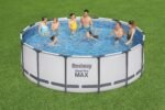 Bestway Steel Pro MAX Frame Pool Komplett-Set mit Filterpumpe Ø 427 x 122 cm, lichtgrau, rund – Bild 15