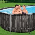 Bestway Power Steel Frame Pool Komplett-Set mit Filterpumpe 732 x 366 x 122 cm , Holz-Optik (Mooreiche), oval – Bild 11