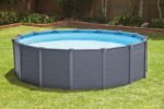 Intex Frame Pool Set Graphit Ø 478 x 124 cm, Pool, Sandfilter, Abdeckplane, Bodenschutzplane, Sicherheitsleiter, GS, 26384GS, Grau – Bild 2