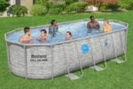 Bestway Power Steel Swim Vista Series Frame Pool Komplett-Set mit Filterpumpe 549 x 274 x 122 cm, Steinwand-Optik (Cremegrau), oval – Bild 10