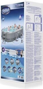 Bestway 56620 Power Steel Pool 424x250x100 cm, Ovaler Stahlrahmenpool-Set mit Filterpumpe, grau – Bild 9